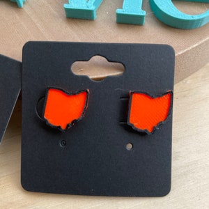 Cincinnati Orange and Black Ohio Stud Earrings