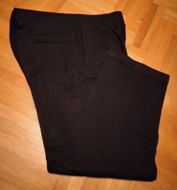1950s gabardine rayon hollywood pants jet BLACK W3