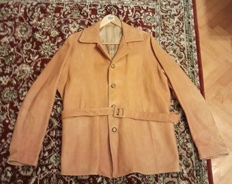 Vintage 1950er Jahre Western Lederjacke mit kurzen Rückenfransen L