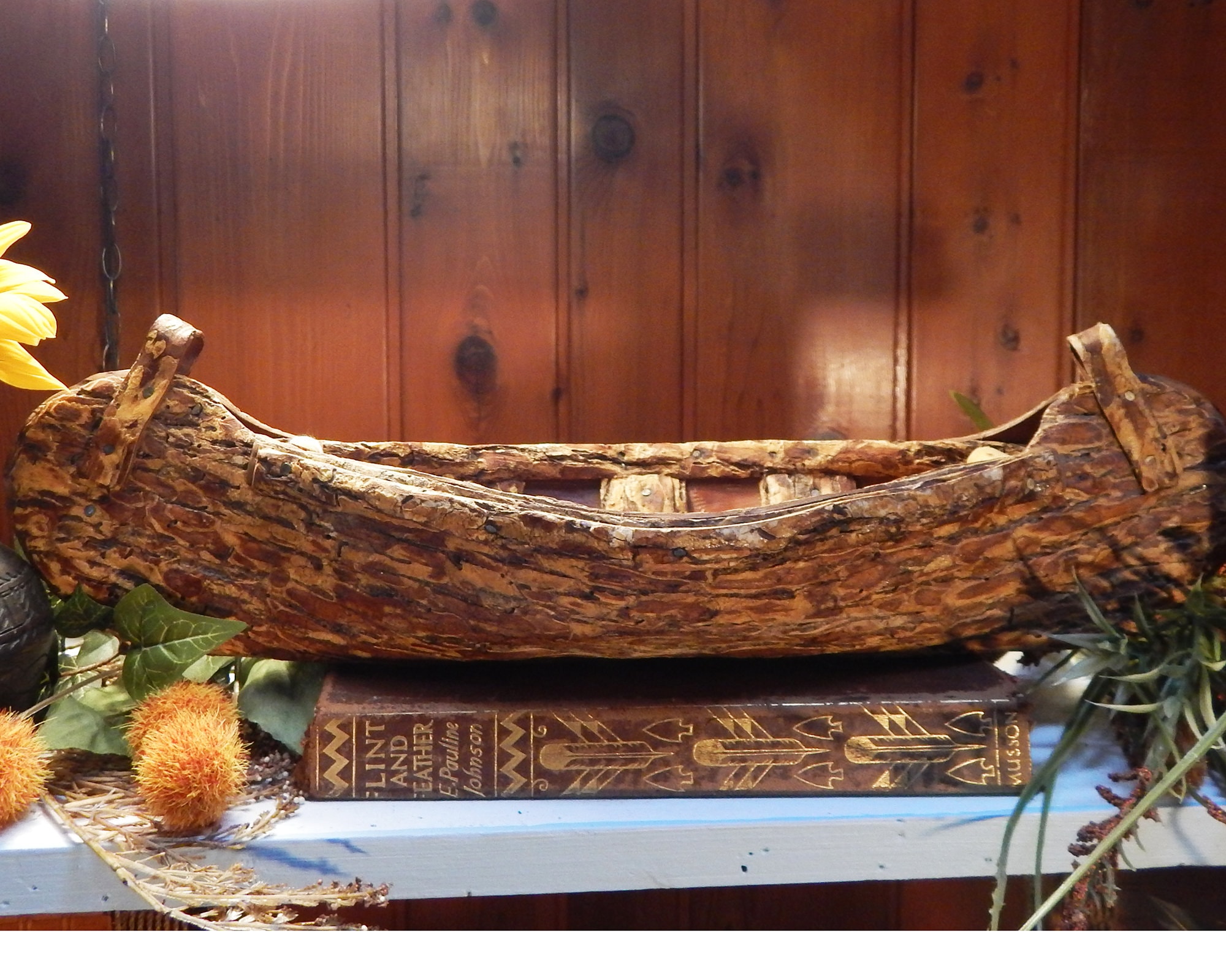 Vintage Bark Canoe - Native American - First Nations - Antique Elm Bark Canoe Model