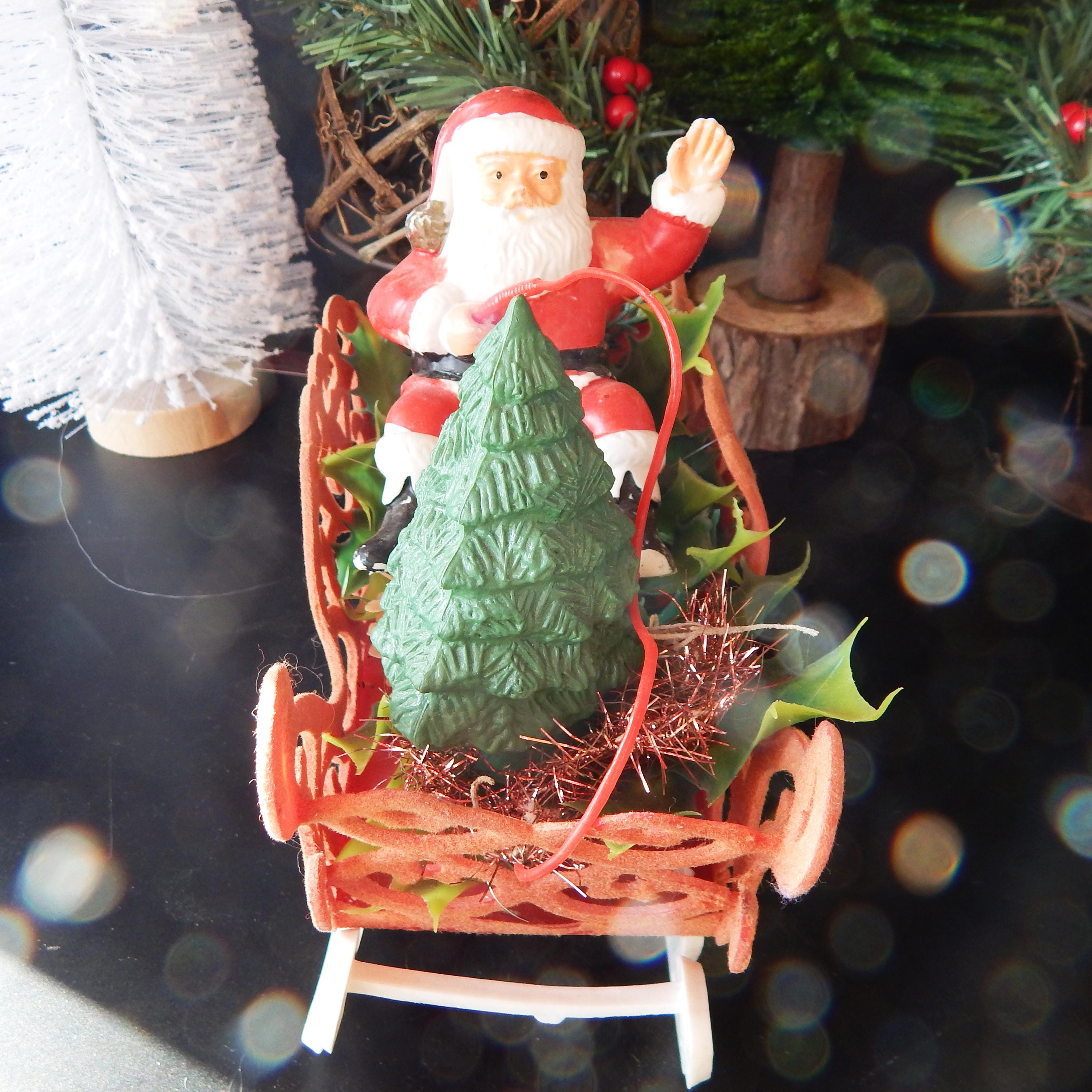 ヴィンテージサンタ - そりに乗ったサンタ - サンタとトナカイ - 1950