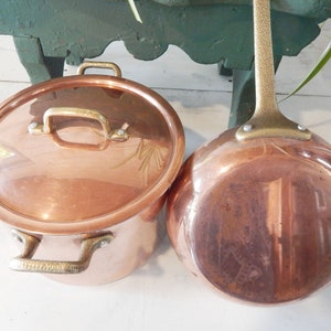 Vintage Long Handles Hammered Copper Butter Melter, French Kitchen