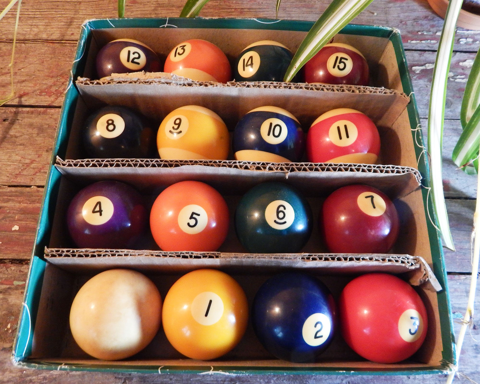 Complete Vintage Set of 1.5 Mini Pool / Billiard Balls and Triangle