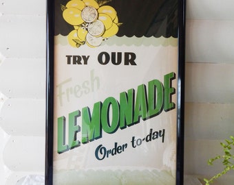 Lemonade Poster - Vintage - 1950s - Cardboard Restaurant Sign