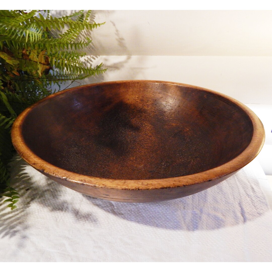 Handturned Antique Wood Bowl Large Wood Bowl 1800s 19th Century