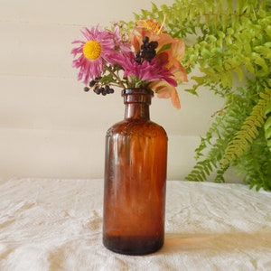 Vintage Amber Bottle - Pharmaceutical Bottle - Brown Glass Bottle - Antique Medicine Bottle