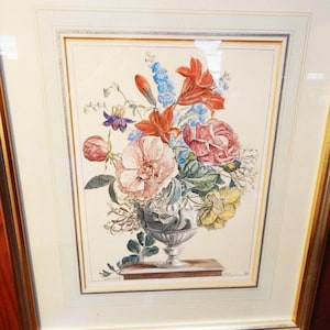 Antique Engraving - Hand-colored - 1600s - Francois de Poilly - French - Floral Still Life - Framed - Vintage Botanical Print - Rare