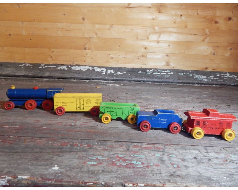 Vintage Train Set Vintage Wood Train Strombecker Train Etsy
