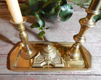 Vintage Desk Accessories - Brass Desk Set - Inkwell Desk Set - Calligraphy Gift