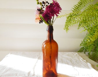 Vintage Amber Bottle - Pharmaceutical Bottle - Brown Glass Bottle - Antique Medicine Bottle - Thanksgiving Table Decor