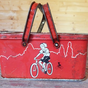 Vintage Lunchbox - 1930s Ohio Art Tin Lunchbox - Lonchera para niños - Deportes para niños