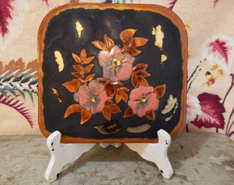 Hand Painted Decorative Tile - Enamel Floral Tile