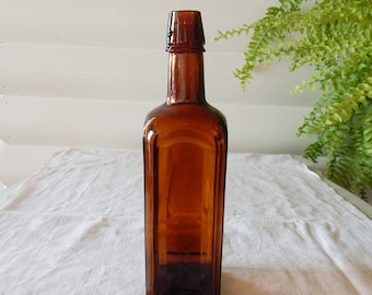 Vintage Amber Bottle - Pharmaceutical Bottle - Brown Glass Bottle - Antique Medicine Bottle - Thanksgiving Table Decor