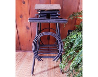 Antique Adirondack Twig Table - Bent Twig - Smoking Stand - Antique Folk Art