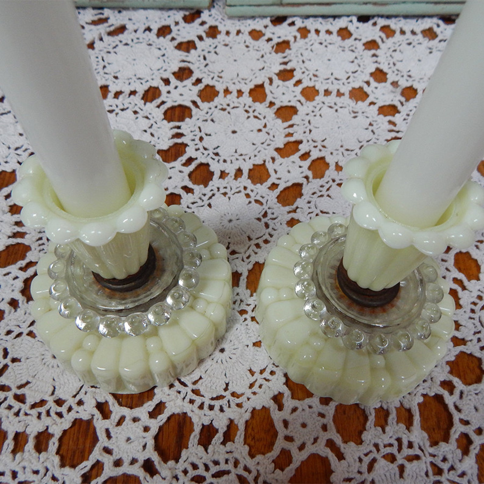 Milk Glass Candle Holders Etsy