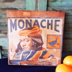 Original Fruit Crate Label - 1940s - Monache - Blue Goose - Porterville California - Vintage Orange Crate Label