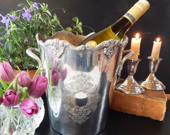 Vintage Silverplate Ice Bucket - Champagne Cooler - Wine Chiller - Engraved