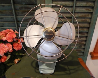 Ventilador vintage - Ventilador eléctrico - Ventilador de mediados de siglo - Turquesa - Torcan Modelo 886 - Hecho en Canadá