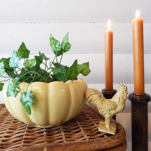 Mid-Century Planter - Ceramic Planter - Scalloped Design - Marked USA - Yellow Planter