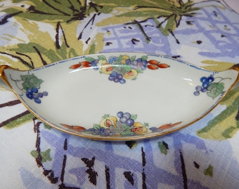 Antique Hand-Painted Trinket Dish - Victorian Porcelain Plate - Gilt Ring Dish - Cottagecore Dish