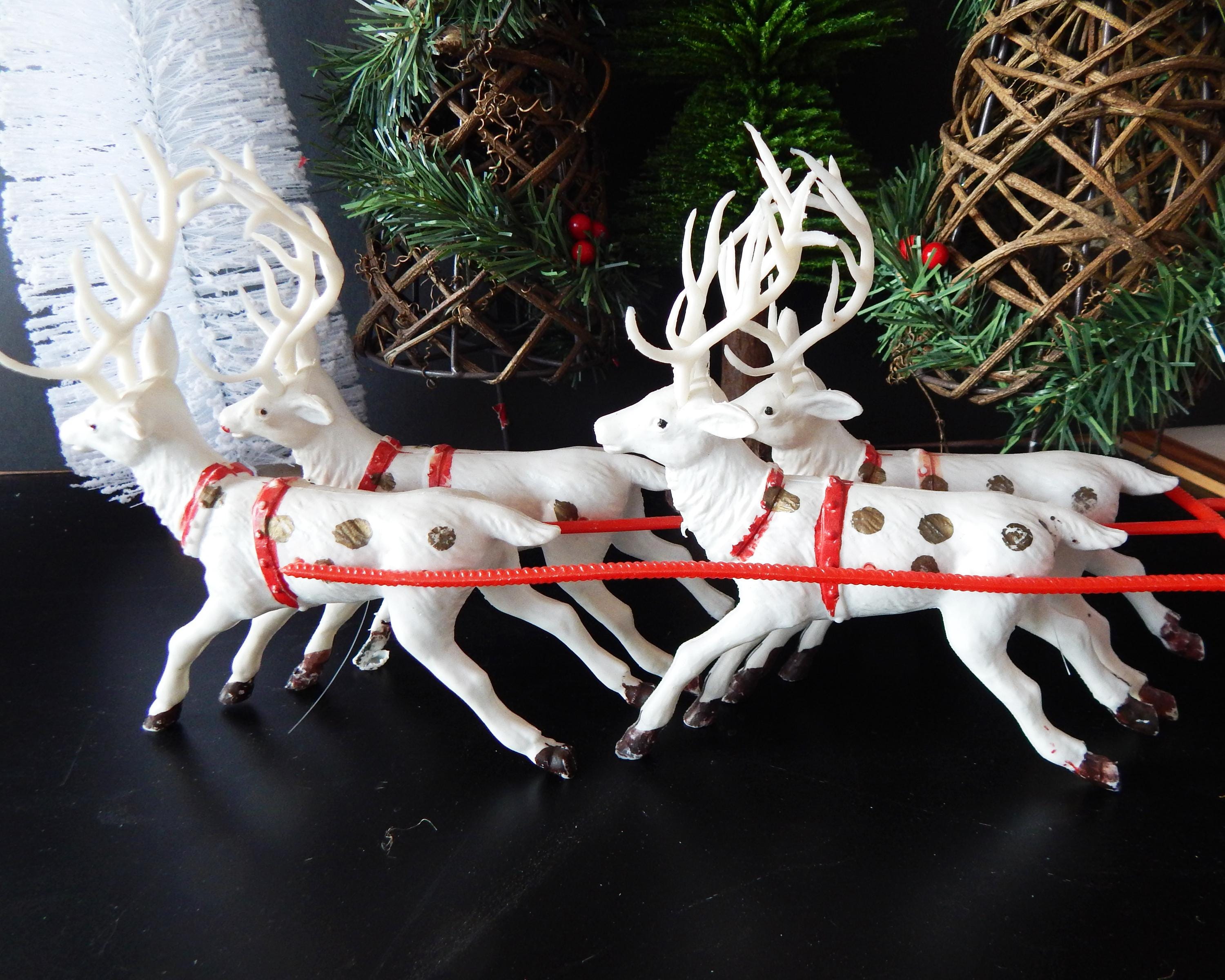 ヴィンテージサンタ - そりに乗ったサンタ - サンタとトナカイ - 1950