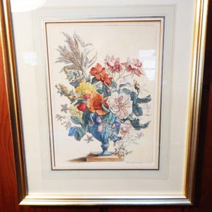 Antique Engraving - Hand-colored - 1600s - Francois de Poilly - French - Floral Still Life - Framed - Vintage Botanical Print - Rare