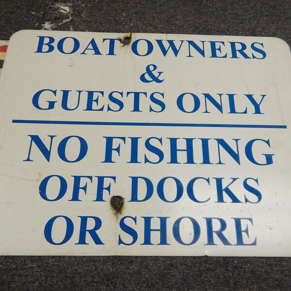 Original Vintage Hand-Lettered Boat Sign - Vintage Dock Sign - No Fishing Sign - Boating Sign - Nautical Decor