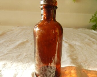 Vintage Amber Bottle - Pharmaceutical Bottle - Brown Glass Bottle - Antique Medicine Bottle - Thanksgiving Table Decor