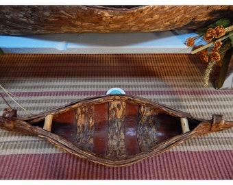 Vintage Bark Canoe - Native American - First Nations - Antique Elm Bark Canoe Model