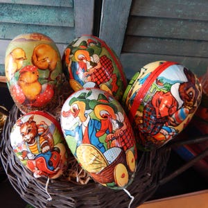 Vintage Easter Egg - Vintage German Paper Mache Fillable Egg - Select Size and Design