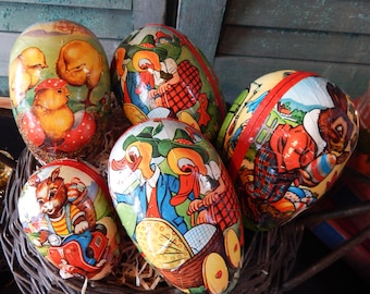 Vintage Easter Egg - Vintage German Paper Mache Fillable Egg - Select Size and Design