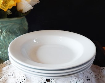 Antique Ironstone Bowls - Ironstone Soup Bowls - Set of 4 - Mismatched - 1800s