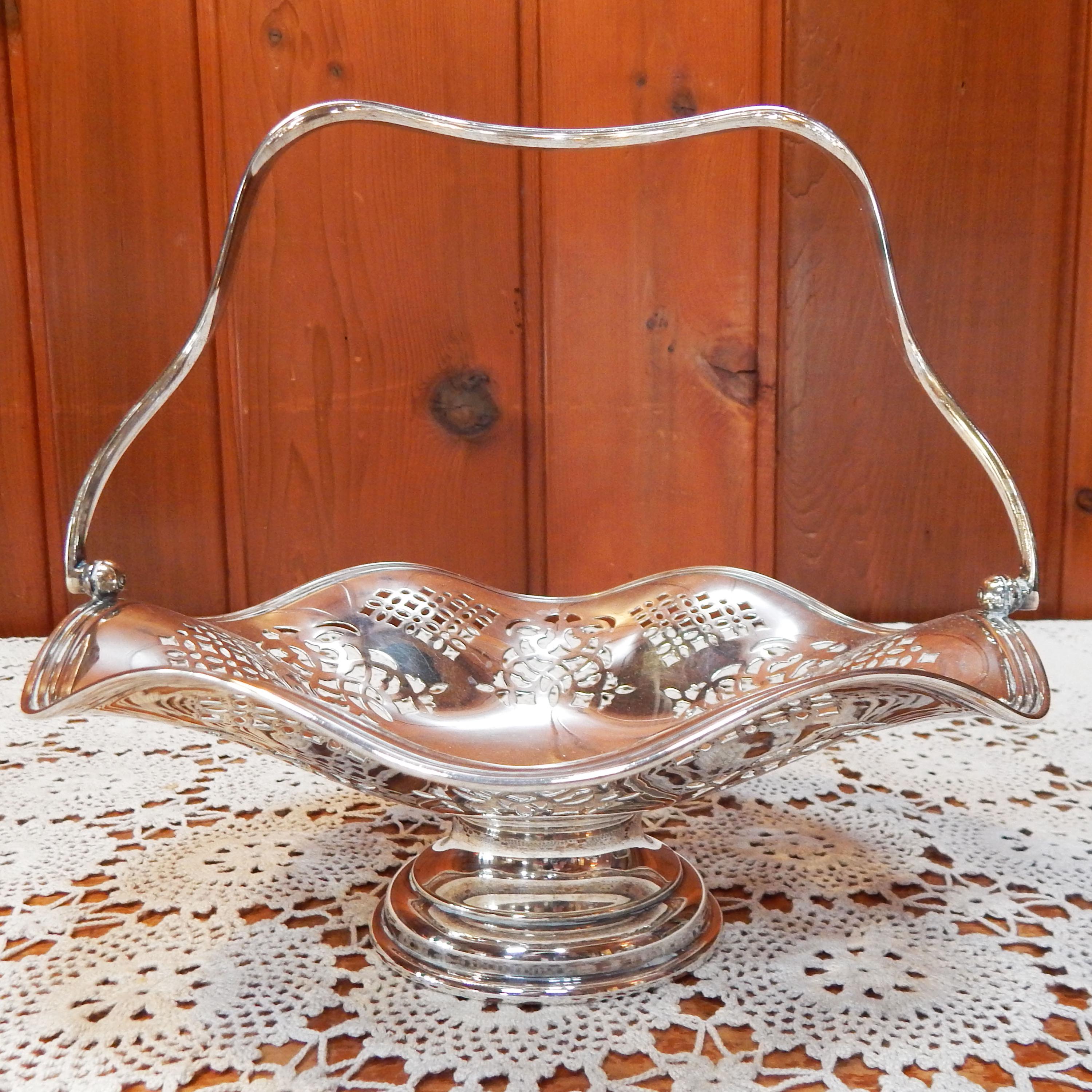 Antique Silverplate Bride's Basket - Centerpiece - Fruit Bowl - 1800s - Made in England