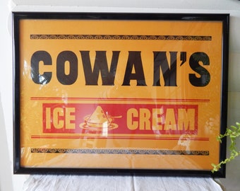 Ice Cream Poster - Vintage - 1950s - Cardboard Restaurant Sign