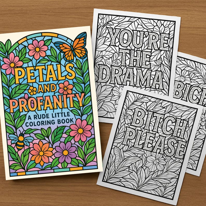 Being Rude Colour In Petals and Profanity-a Rude Little Coloring Book - Etsy