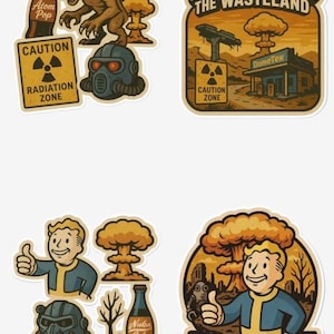 Fallout Wasteland digitale stickers Vault Boy Nuka Cola Nuclear afdrukbare set