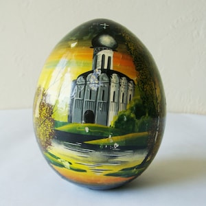Easter Egg Big Russian Icon Egg Handpainted Collectible Wooden Egg Big Wooden Egg Wooden Egg, Icon art, Russian Egg