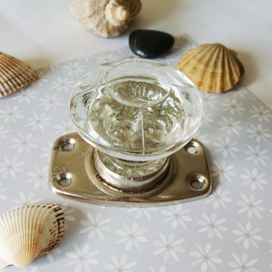 Vintage Clear Glass Door Knob / Home Decor / Embossed Dotted Blown Glass Door Handle / Made in USSR.