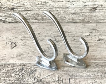 Vintage USSR Metal Wall Hooks, Coat Rack, Set of Two