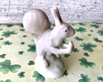 Vintage Ceramic Squirrel Figurine, USSR Pottery Animal Figure