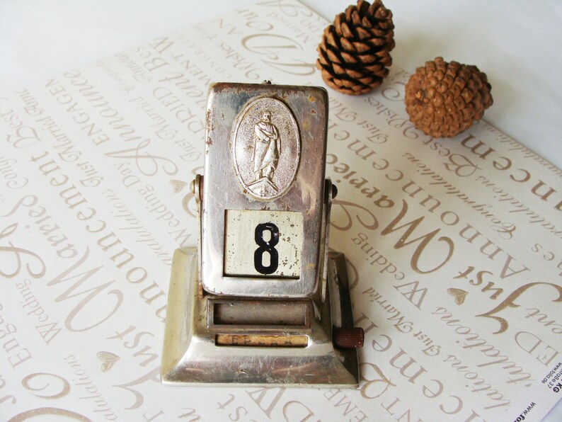 USSR the 1960s ~ Home Decor Vintage Soviet Perpetual Calendar~Reversable Desk Metal Calendar~Taras Shevchenko