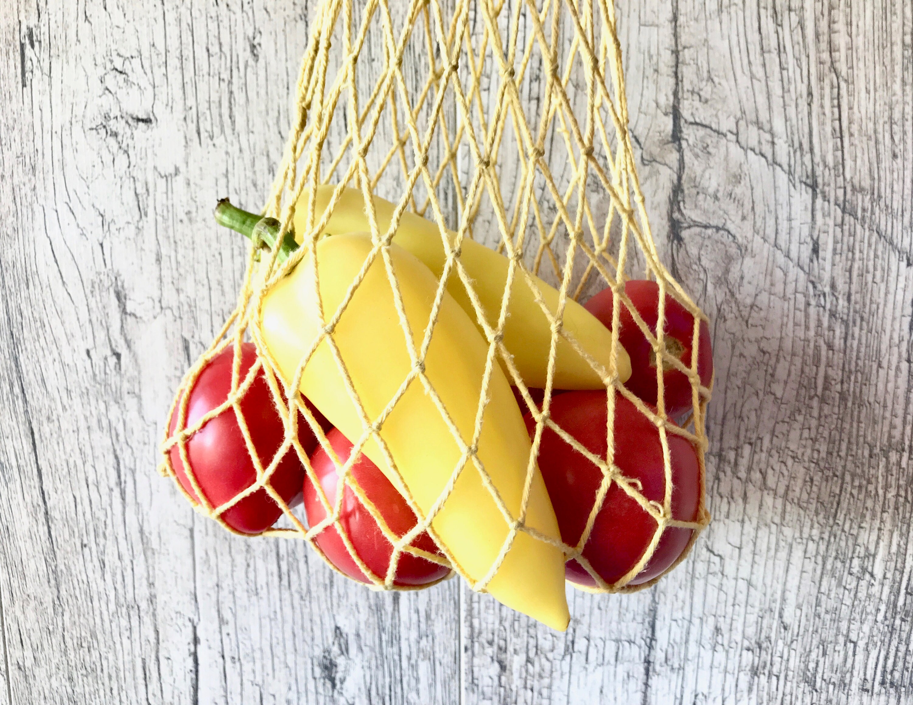 String Bag Market Bag Soviet String Bag Vintage Market Bag Yellow