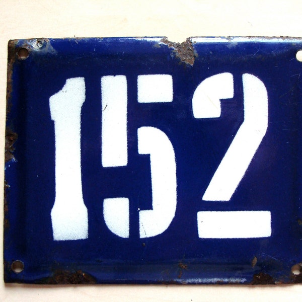 Vintage Soviet Enamel House Number 152 /  Metal Plate USSR the 1970s/  Vintage Home Number 152 / Address number /  Home decor USSR era.