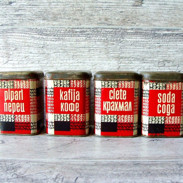 Food Containers Vintage Containers Soviet containers Tin Boxes Soda  Coffee Pepper Starch Food Boxes Storage Boxes Kitchen Box Food USSR