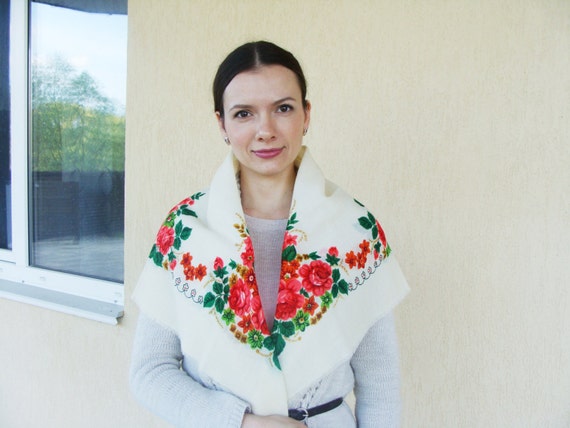 USSR scarf USSR shawl White wool shawl White wool… - image 5