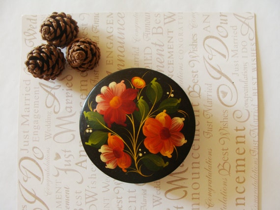 Wooden jewelry box, Ring box, Vintage wooden box, Black Russian Box, Khokhloma , Jewellery boxes, Wooden boxes, Soviet Hand painted box