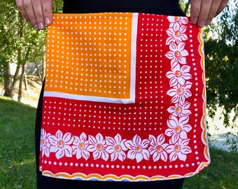 Summer shawl Autumn scarf Spring scarf Orange- red shawl Orange- red scarf Vintage shawl Vintage scarf USSR shawl Cotton shawl Gift for her