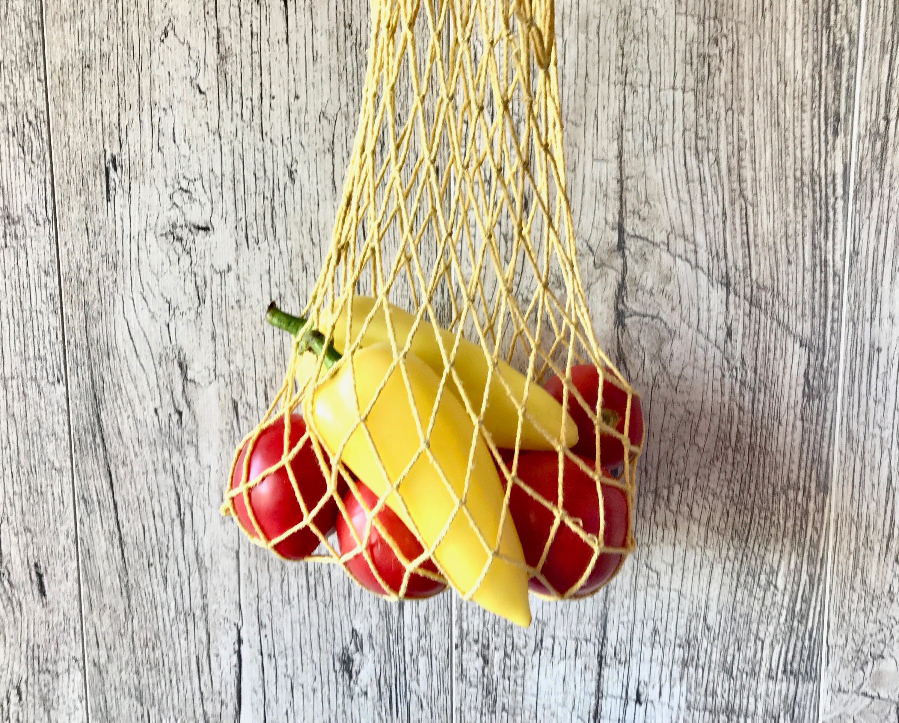 String Bag Market Bag Soviet String Bag Vintage Market Bag Yellow