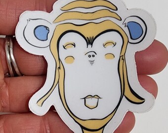Zen Monkey large Sticker 4 in x 2 1/4 in