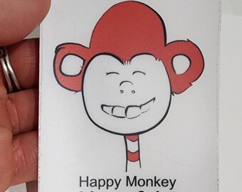 Happy Monkey Clear Sticker 2 3/4 in x 4 in